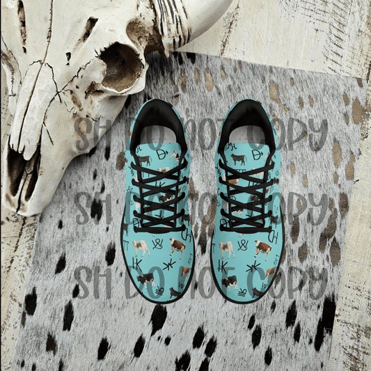 Turquoise Cattle Branded Womens Tennis Shoes