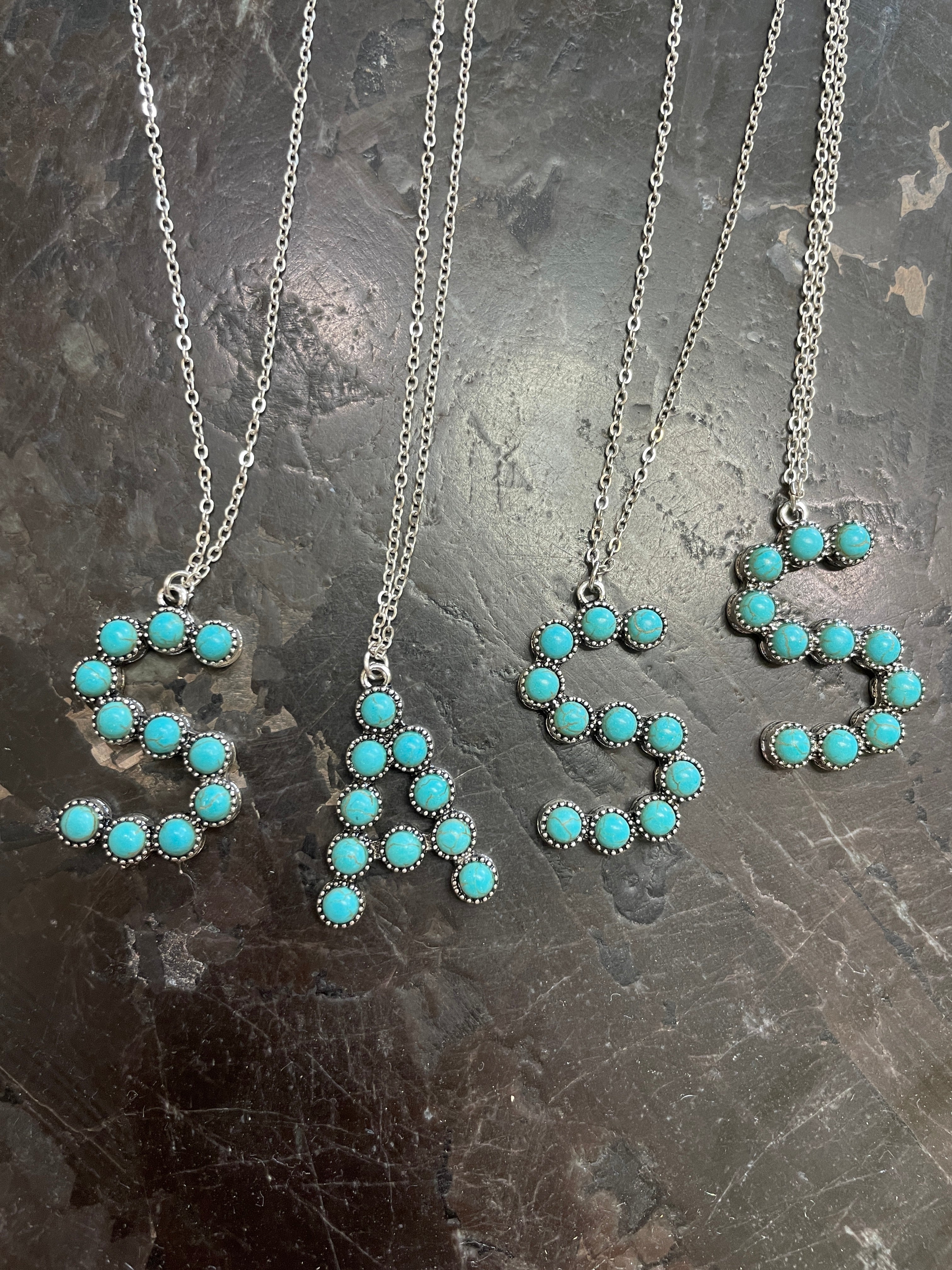 Turquoise initial clearance necklace wholesale